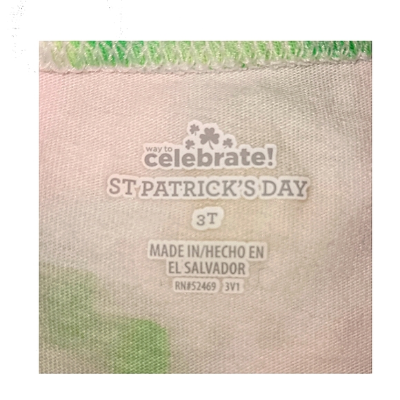 St. Patrick's Day Kids Long Sleeve Tie Dye Shirt Size 3T - Picture 5 of 5